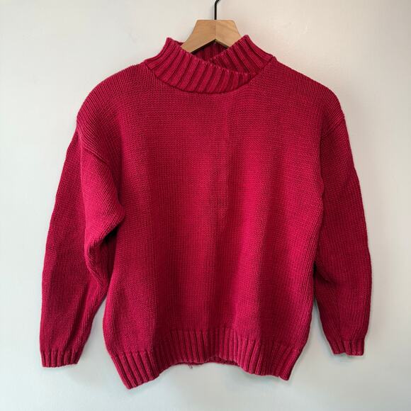 Vintage Westport Ltd. Women's Mock Neck Cable Knit Sweater Red Size Small - Picture 1 of 5